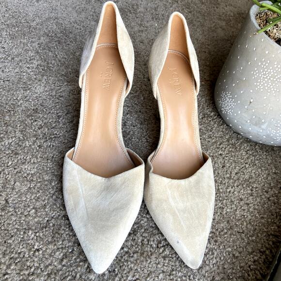 J.Crew Lana D'Orsay Pumps Suede Leather Point Covered Toe Saddle 10 - Picture 4 of 7